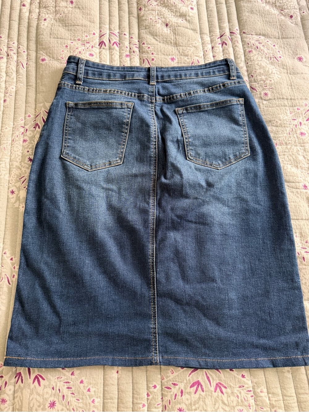 Main Street Exchange Denim Skirt Size 6 Button Front A-Line Jean Skirt - Picture 5 of 7